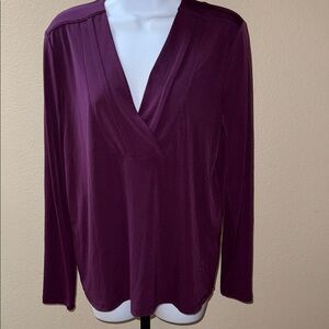 Banana Republic Plum V-Neck Long Sleeve Polyester Blouse Women’s Size M